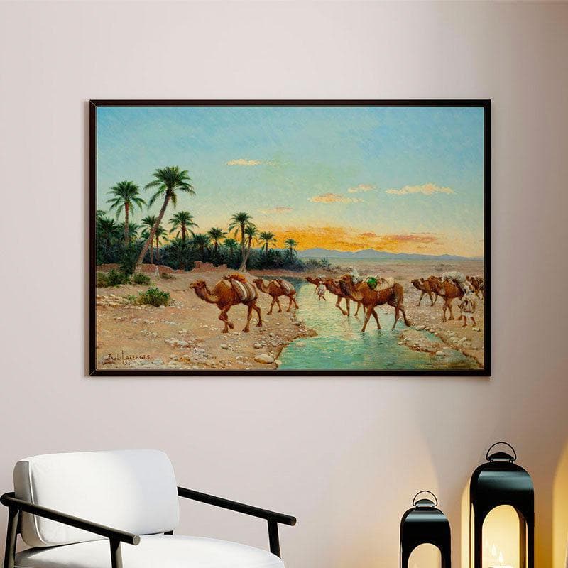 The Caravan Canvas Wall Painting - Black Frame