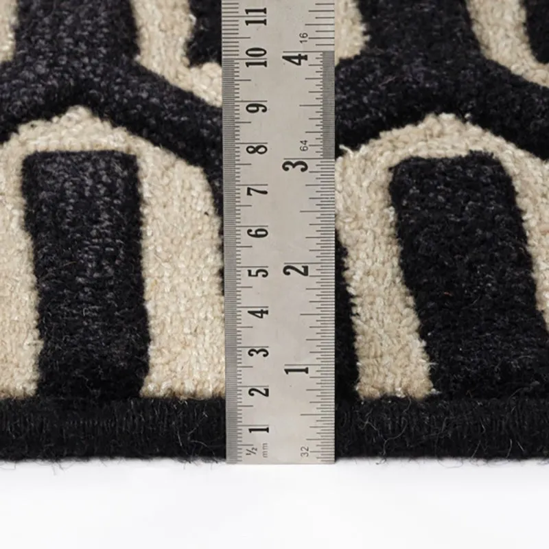 Diores Hand Tufted Geometric Wool & Nylon Carpet - Black media 9