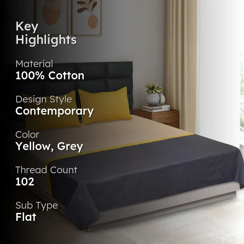 Dual Drift Cotton Bedsheet (Yellow) - 102 TC media 2