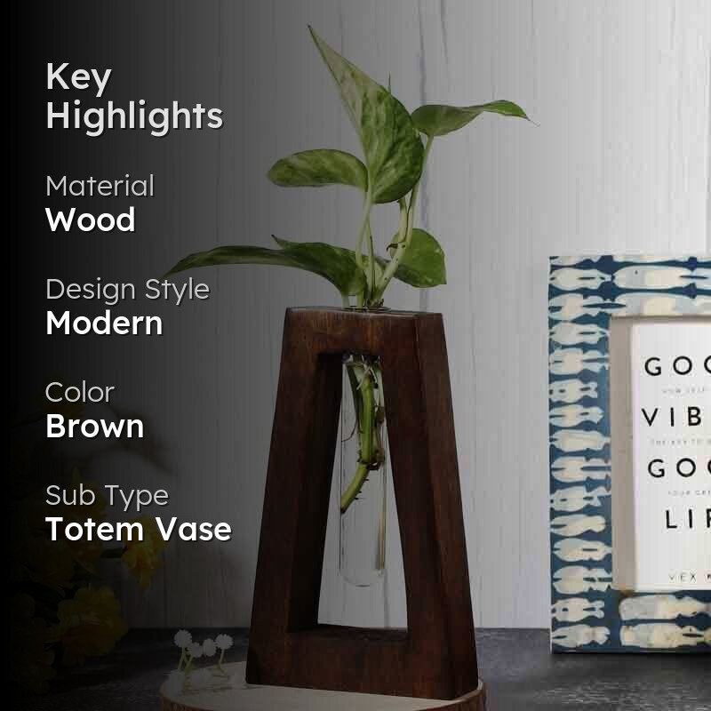 Rhombus Testube Planter - Dark Brown media 2