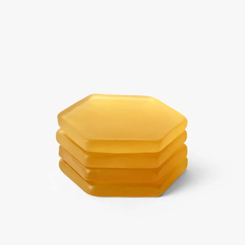 Glossy Hexa Glass Coaster (Yellow) - Set Of Four media 4