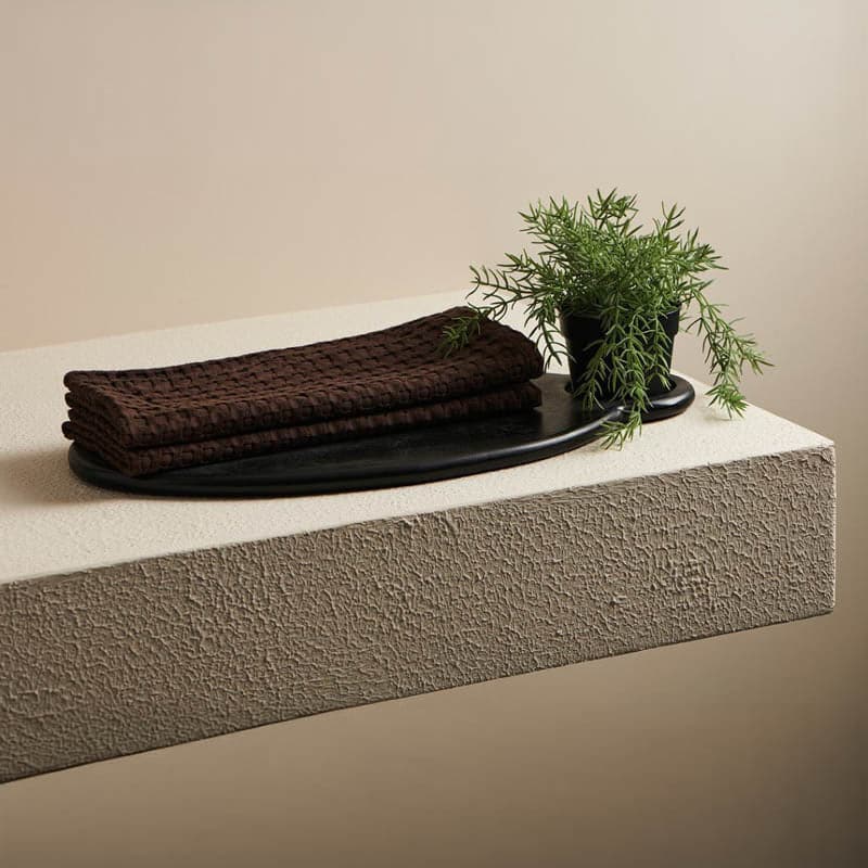 Beehive Bamboo Textured Waffle Hand Towel (Dark Brown) - Set Of Two