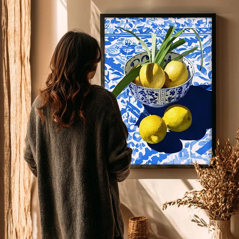 Citrus Bowl Canvas Wall Painting - Black Frame media 4
