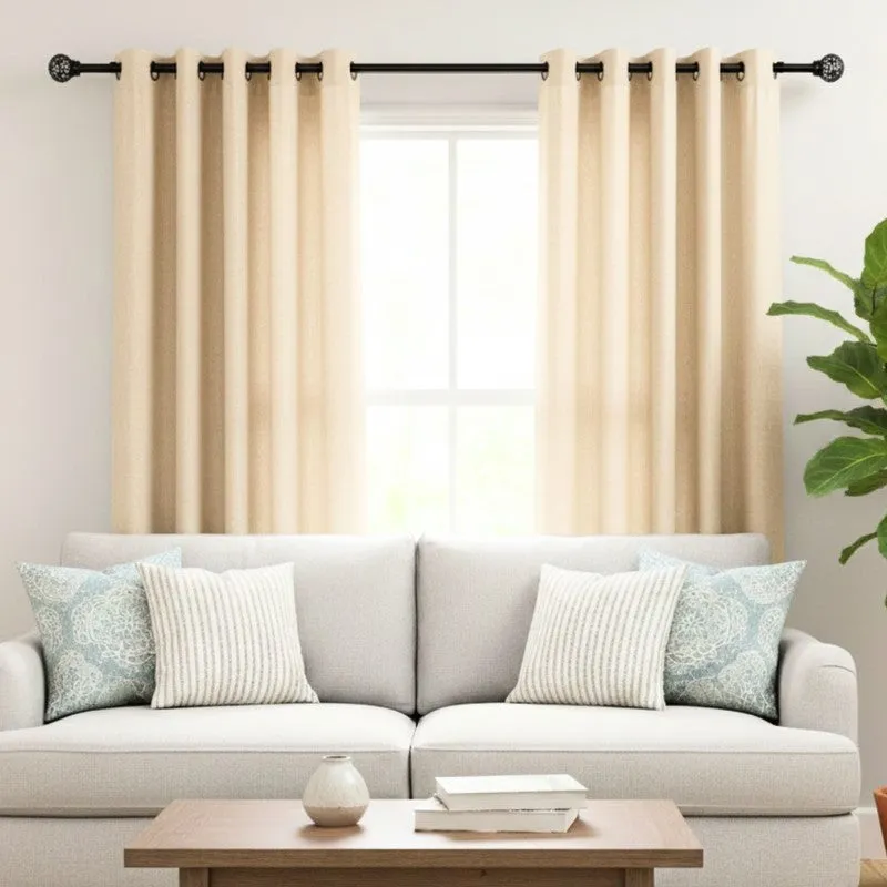 Filigrette Extendable 1" Single Curtain Rod With Round Finial & Brackets media 4