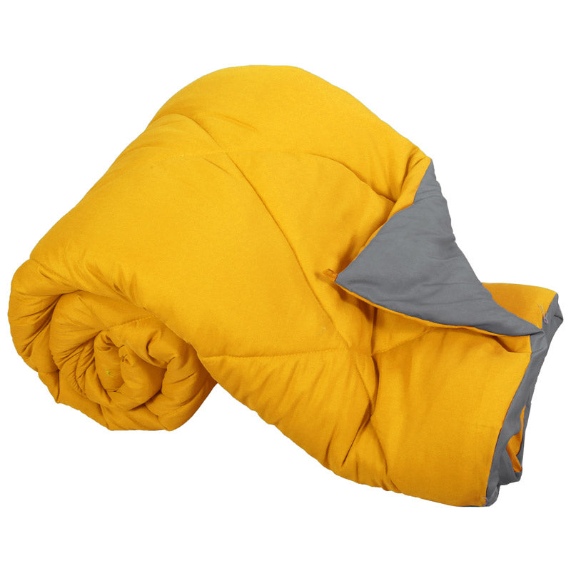 Wide Checkered Dual Color Cotton Comforter (Grey & Yellow)  - 400 GSM media 6