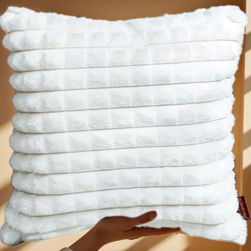 Frost Waffle White Cushion Cover (Square) Set of Two media 3