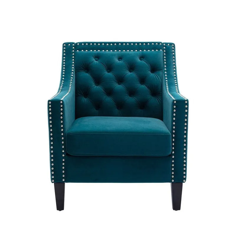 Softix Neem Wood Accent Chair - Blue media 8