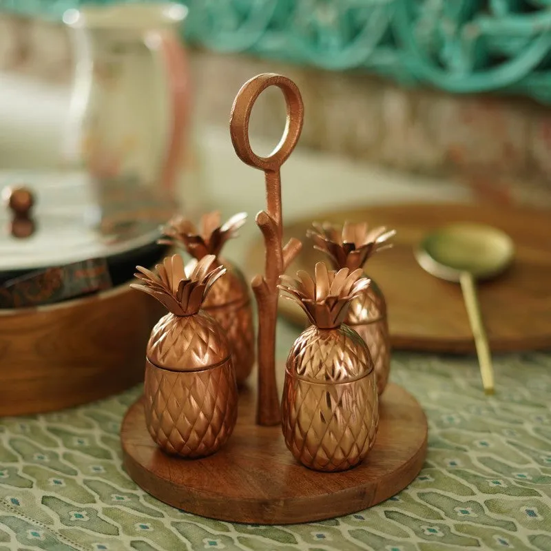 Luxeron Copper Finish Jars With Wooden Tray - Nine Piece Set media 1