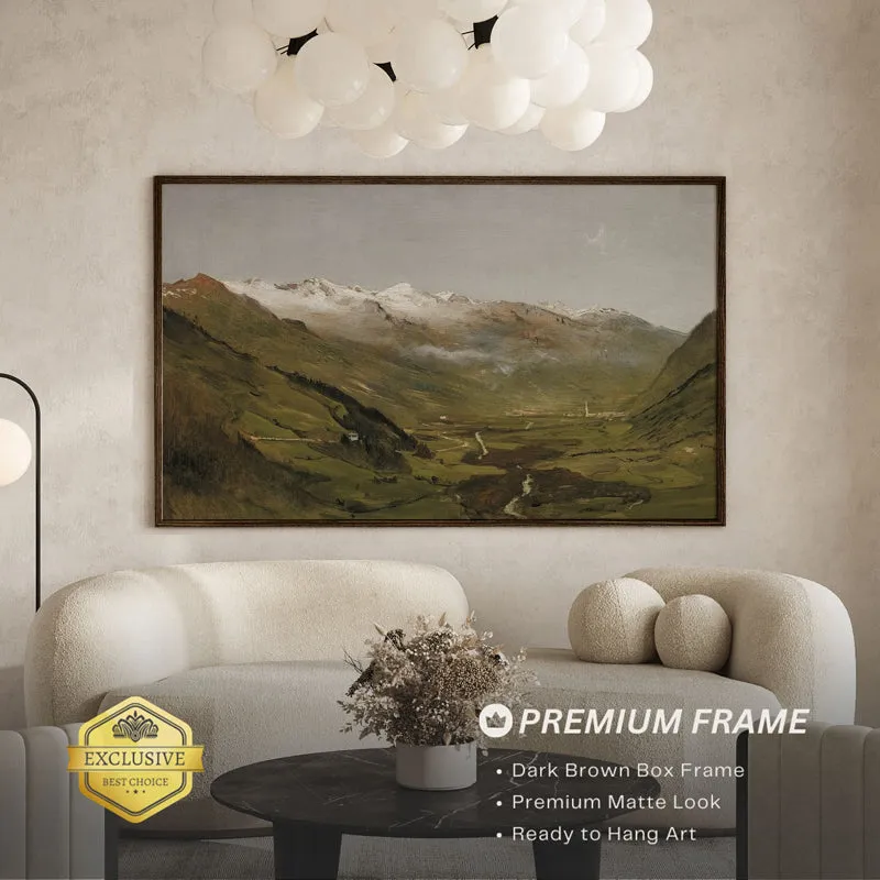 Snowcapped Wall Painting With Wooden Frame - Black media 3