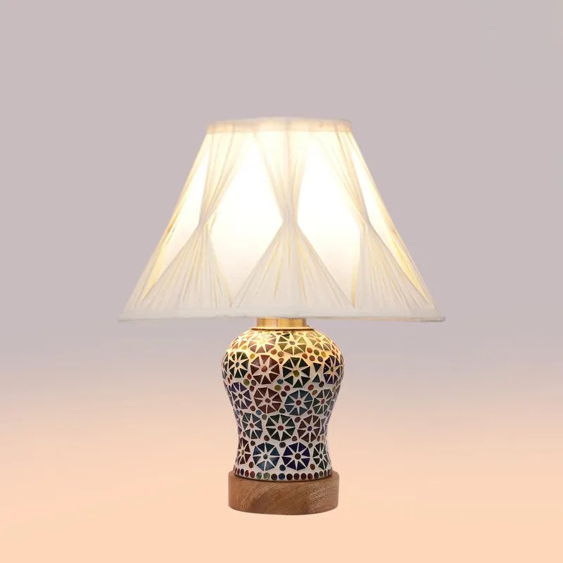 Astrona Smocked Wooden Table Lamp - Multicolor media 6