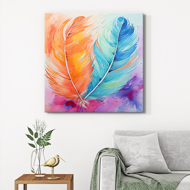 Feathers Watercolor Wall Painting