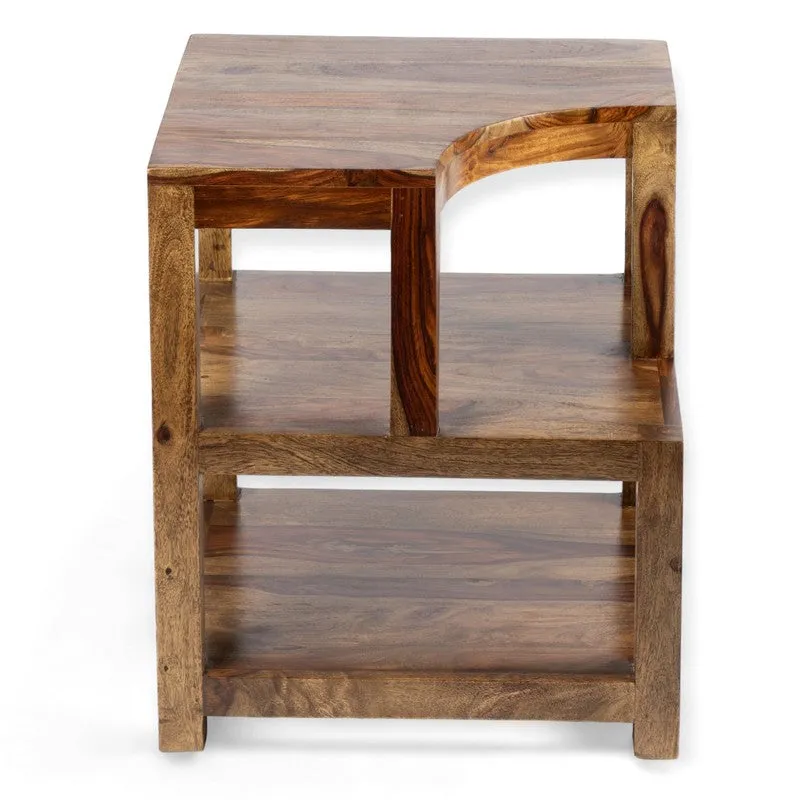 Xverix Sheesham Wooden Side & Bedside Table - Light Brown media 3