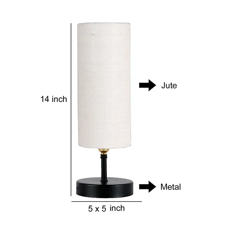 Hisha Metal Wooden Table Lamp With Jute Shade - White,Black media 5
