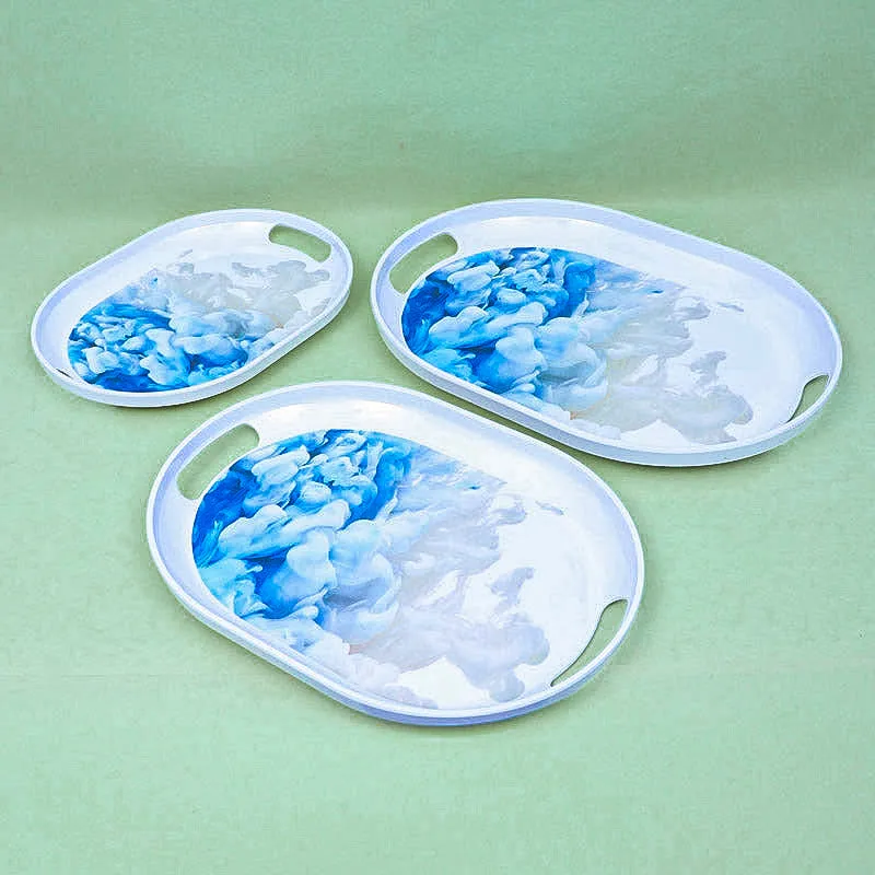 Hydrangea Halo Serving Tray (Blue) - Set Of Three media 6