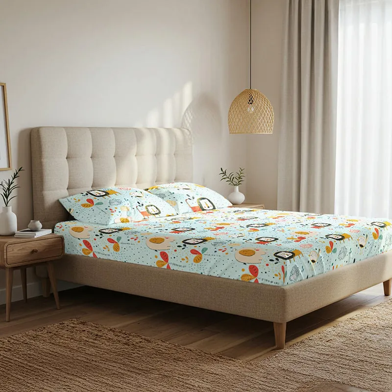 Urban Space Junglee Kids Cotton Bedsheet (Pastel Blue) - 200 TC media 1
