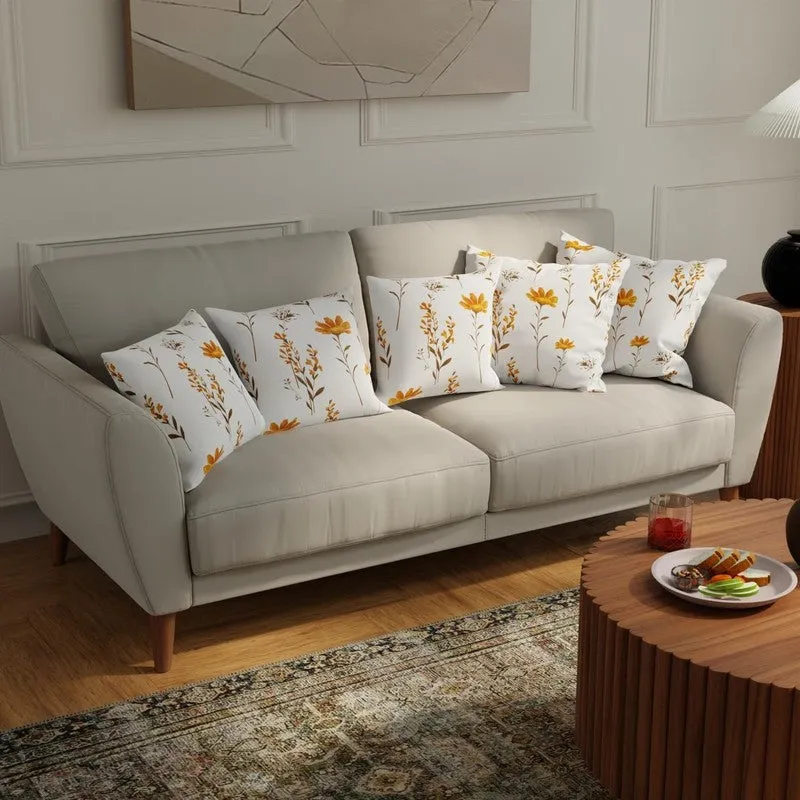 Urban Space Botanical White & Yellow Cotton Cushion Covers - Set Of Five media 3