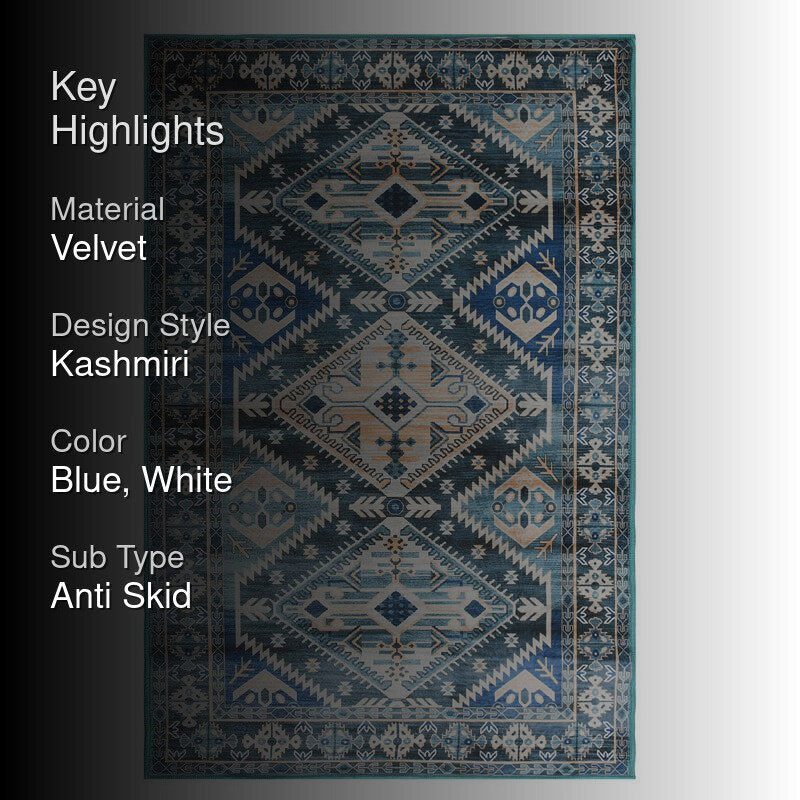 Mehrak Velvet Rectangle Anti-Skid Carpet media 2