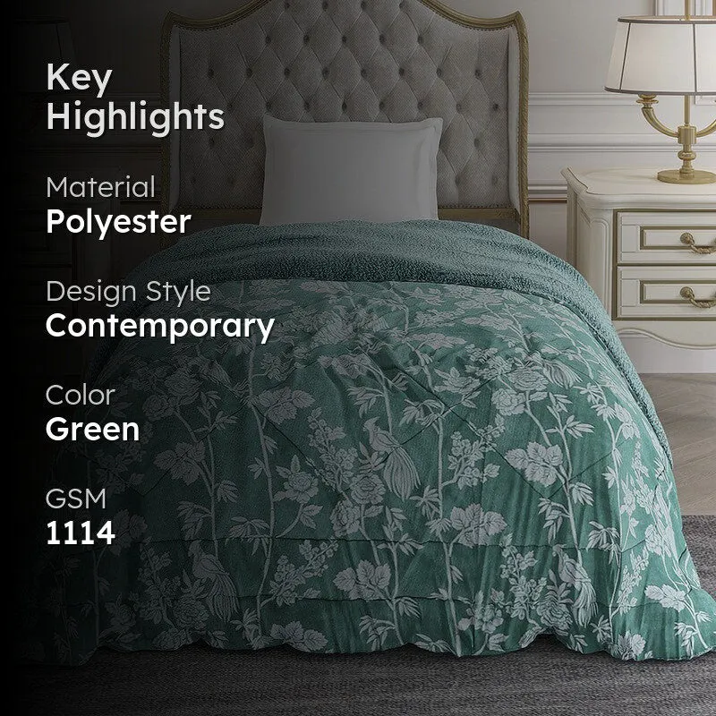 Monte Carlo Floral Bliss Comforter (Green)- 1114 GSM media 2