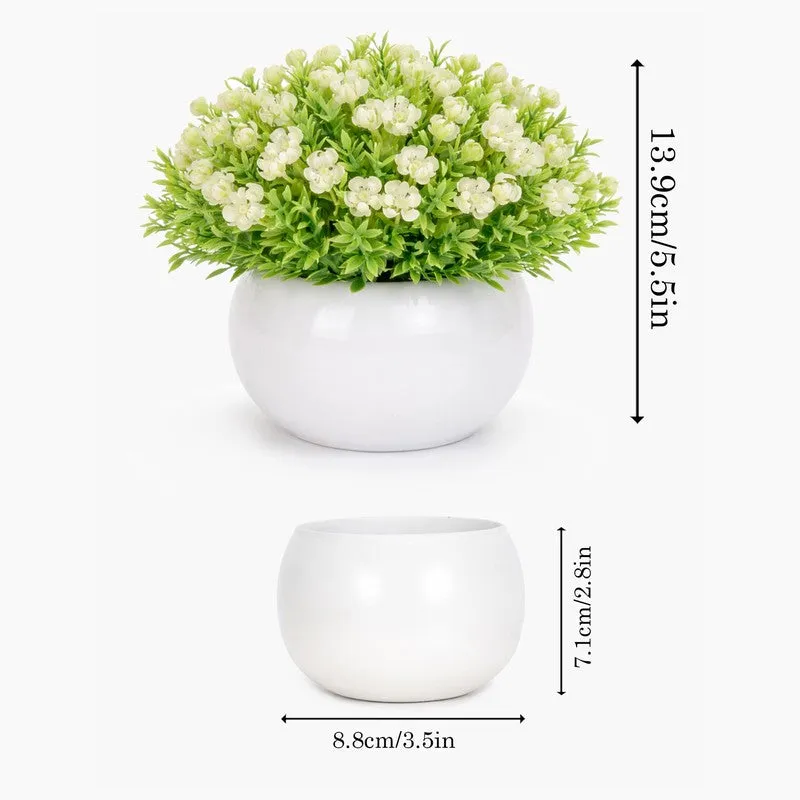 Velvique Artificial Rose Flower Plant With Pot (White,14CM) - Set Of Two media 7