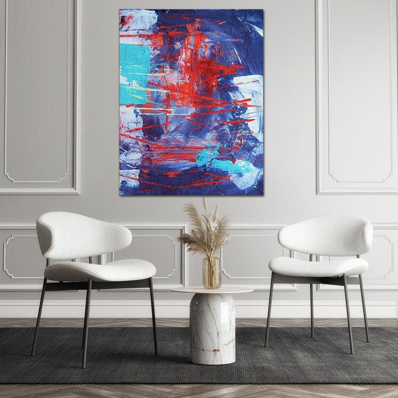 Royal Red and Blue Abstract Canvas Painting - Gallery Wrap media 5