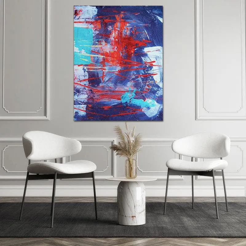 Royal Red and Blue Abstract Canvas Painting - Gallery Wrap media 5
