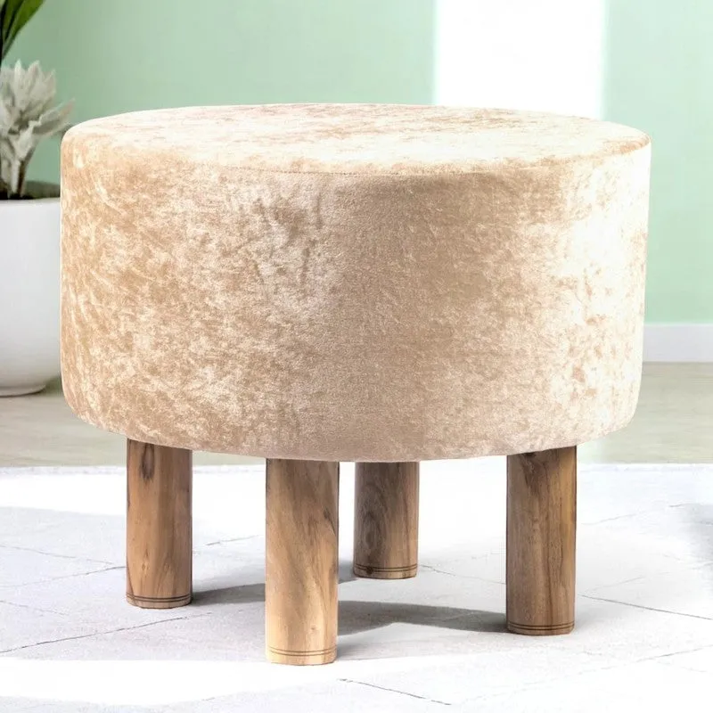 Overix Acacia Wooden Ottomans - Beige media 1