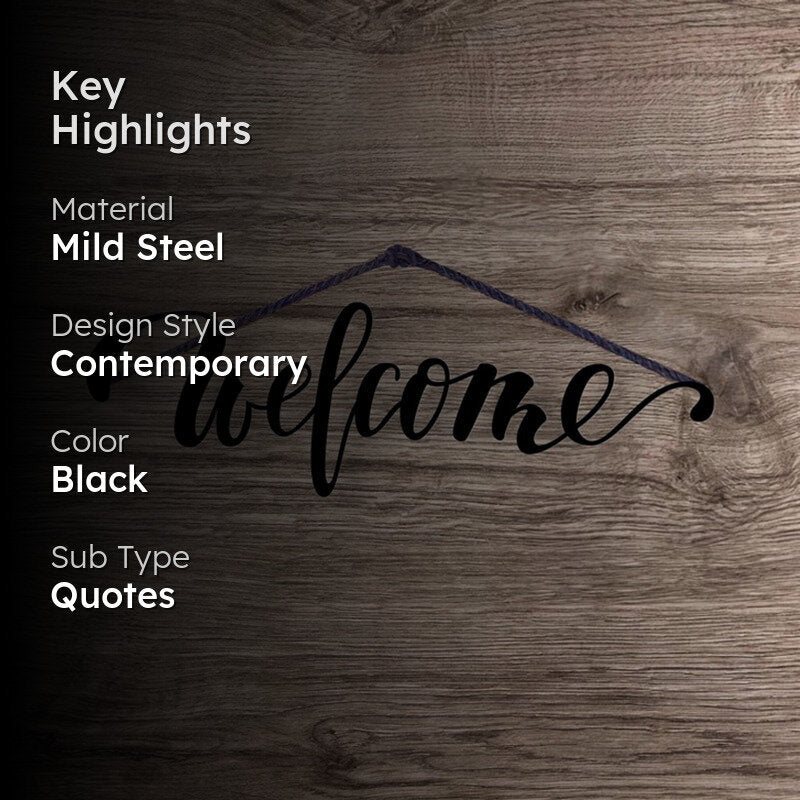 Welcome Typography Mild Steel Wall Accent media 2