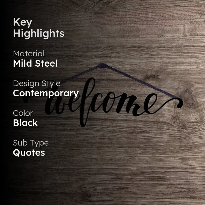 Welcome Typography Mild Steel Wall Accent media 2