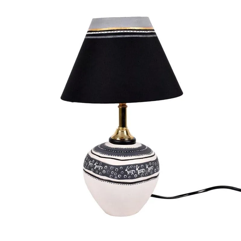 Ravish Terracotta Table Lamp - Black,White media 4