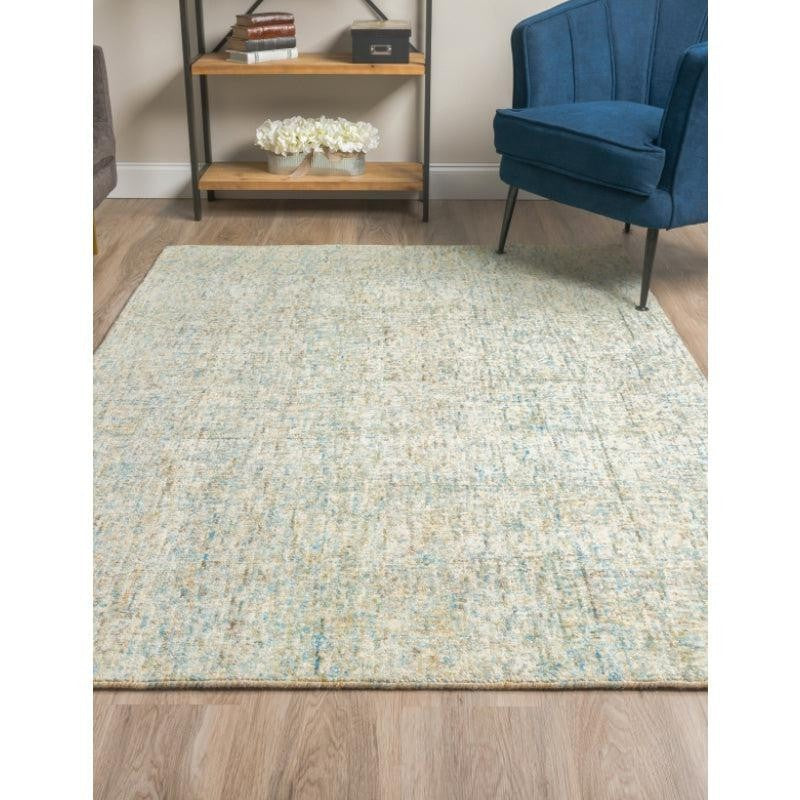 Handloom Hand Tufted Harmony Wool Rug - Light Blue & Beige media 3