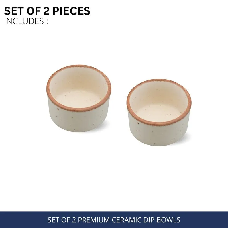 Savora Ceramic Dip Bowls (White,40 mL Each) - Set Of Two media 3