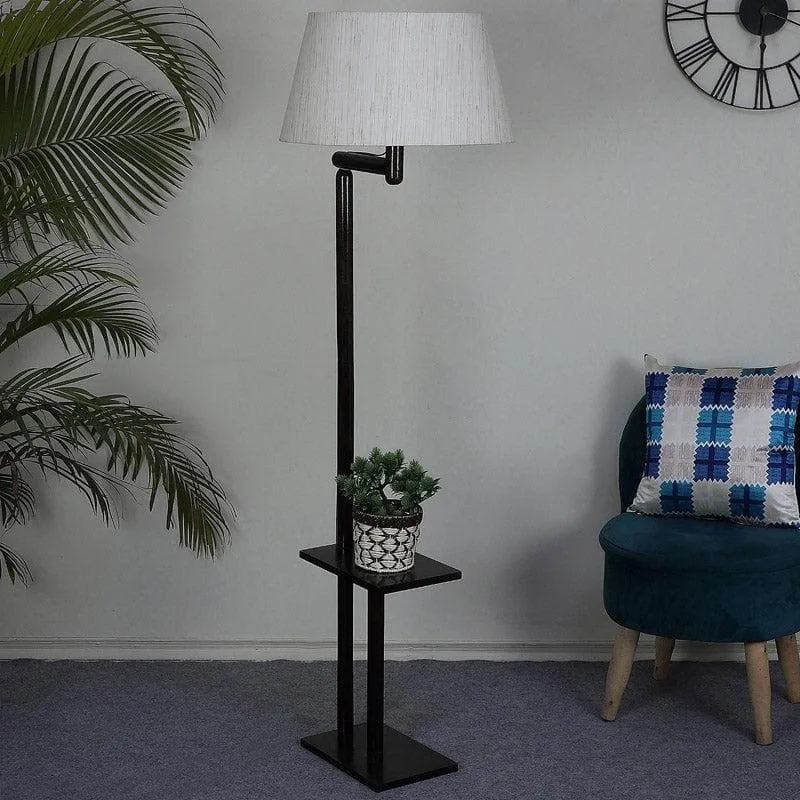 Eartha Enya Wooden Floor Lamp With Shelf - Beige media 3