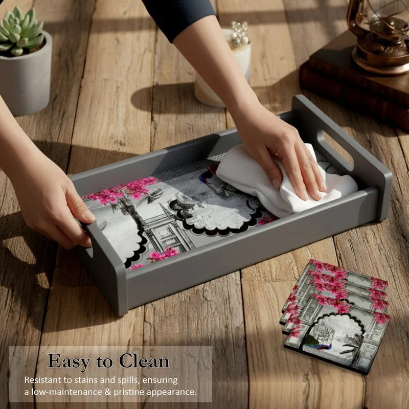 NatureNest Serving Tray with 4 Coasters - Five Piece Set media 4