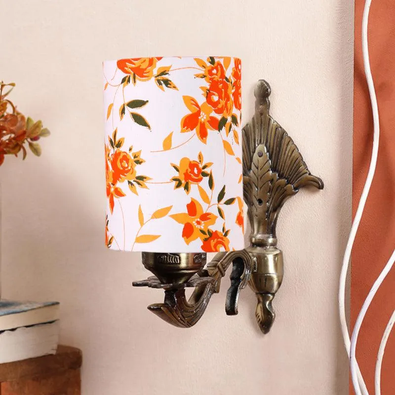 Magda Masique Ibis Flora Cylindrical Fabric & Metal Wall Lamp media 3