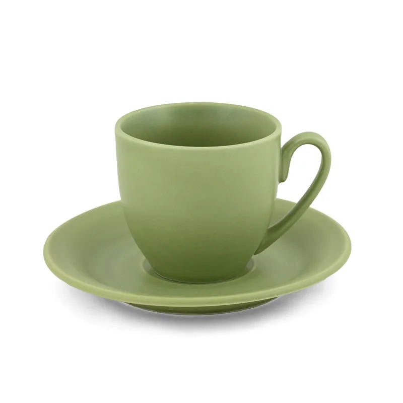 CozySip Porcelain Cup & Saucer (Green/200 mL Each) - Set of Six media 5