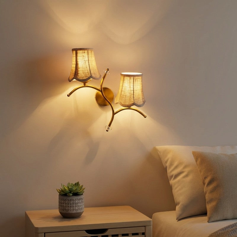 Aurelume Dual Jute Wall Lamp - Beige