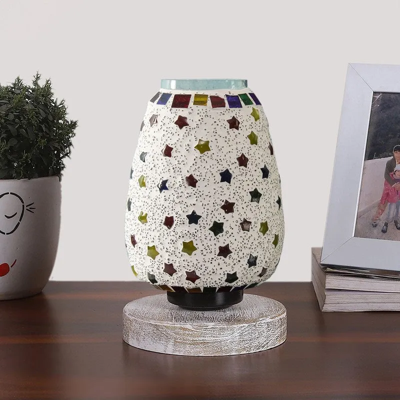 Glisso Glass Table Lamp With Wooden Base - Multicolor media 4