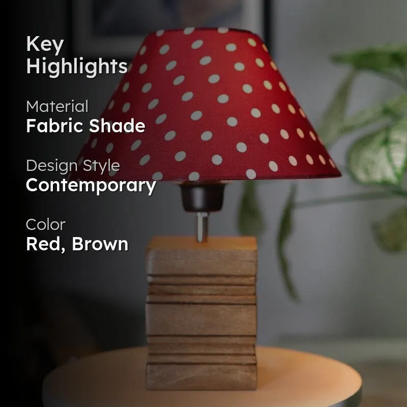 Pop Dot Cube Fabric Table Lamp - Red,Brown media 2