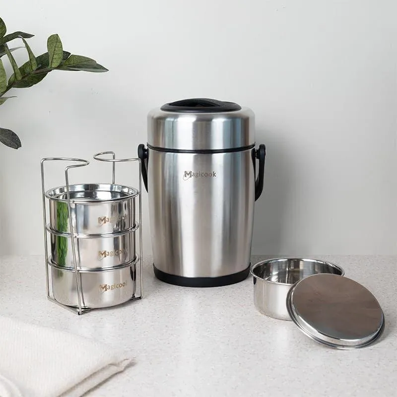 Cassa Insulated Lunch Box (Steel) 2500 ML - Two Piece Set media 1