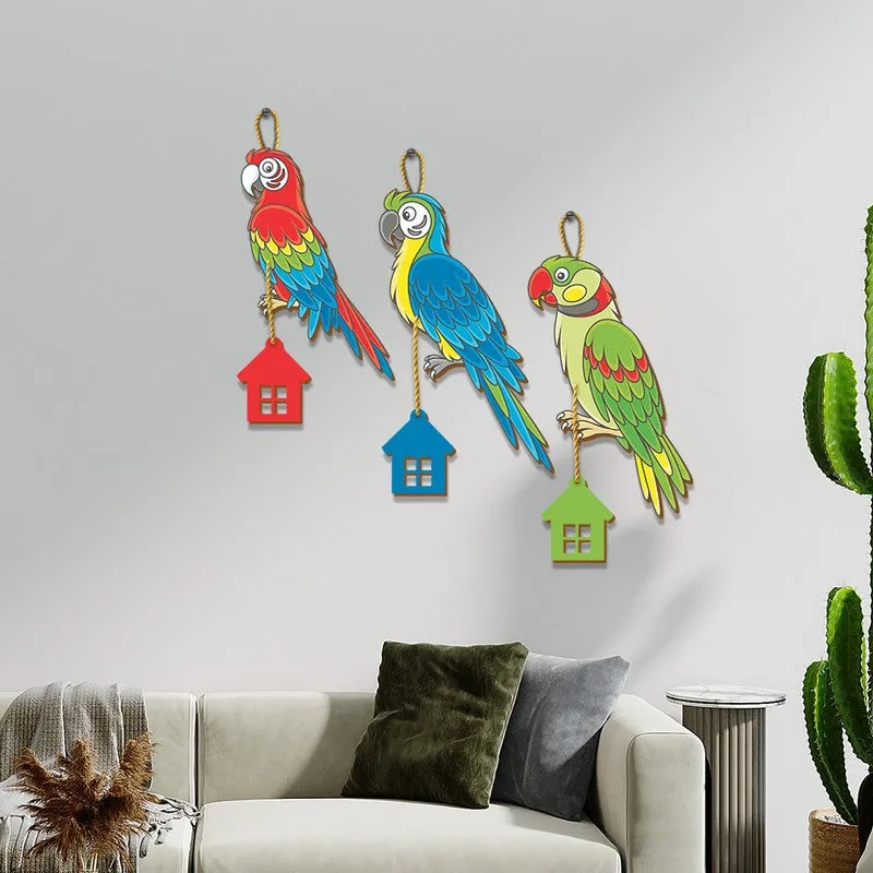 Parrot House Hangings MDF Wall Accent - Set Of Three media 1