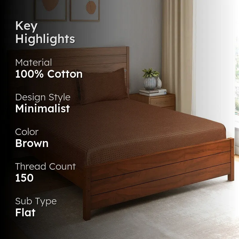 PlainLux Cotton Bedsheet (Brown) - 150 TC media 2