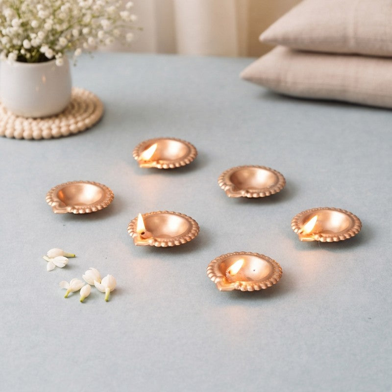 ShubhPrakash Metal Diyas - Set Of Six