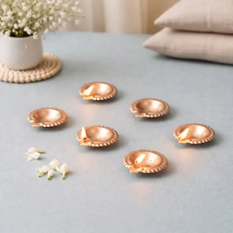 ShubhPrakash Metal Diyas - Set Of Six media 1
