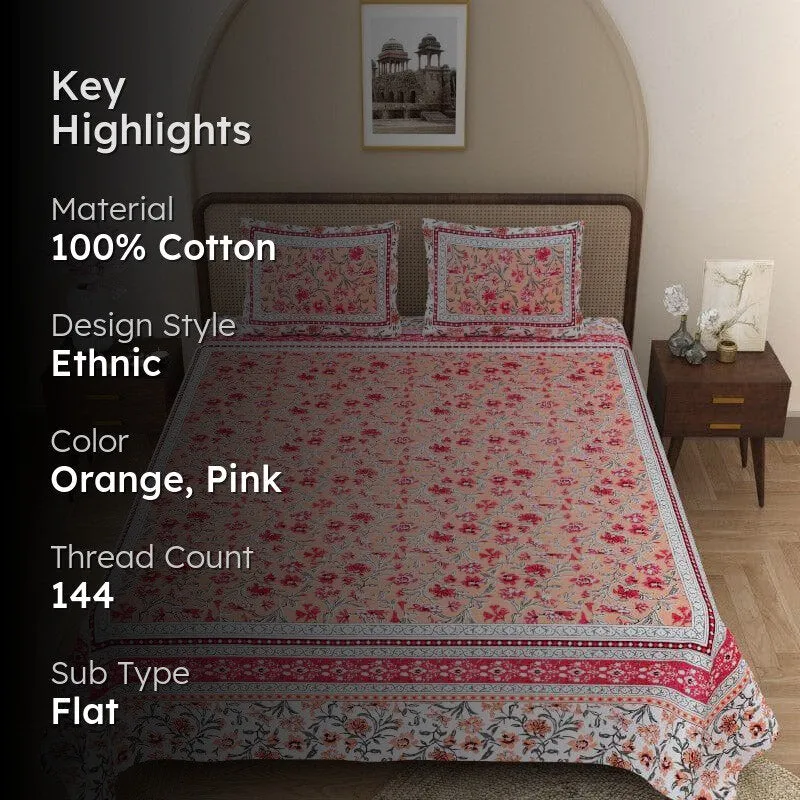 Floral Fancy Cotton Bedsheet - 144 TC media 2