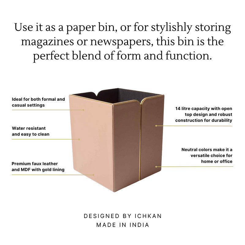 Ceastra Faux Leather Dust Bin - Beige media 8