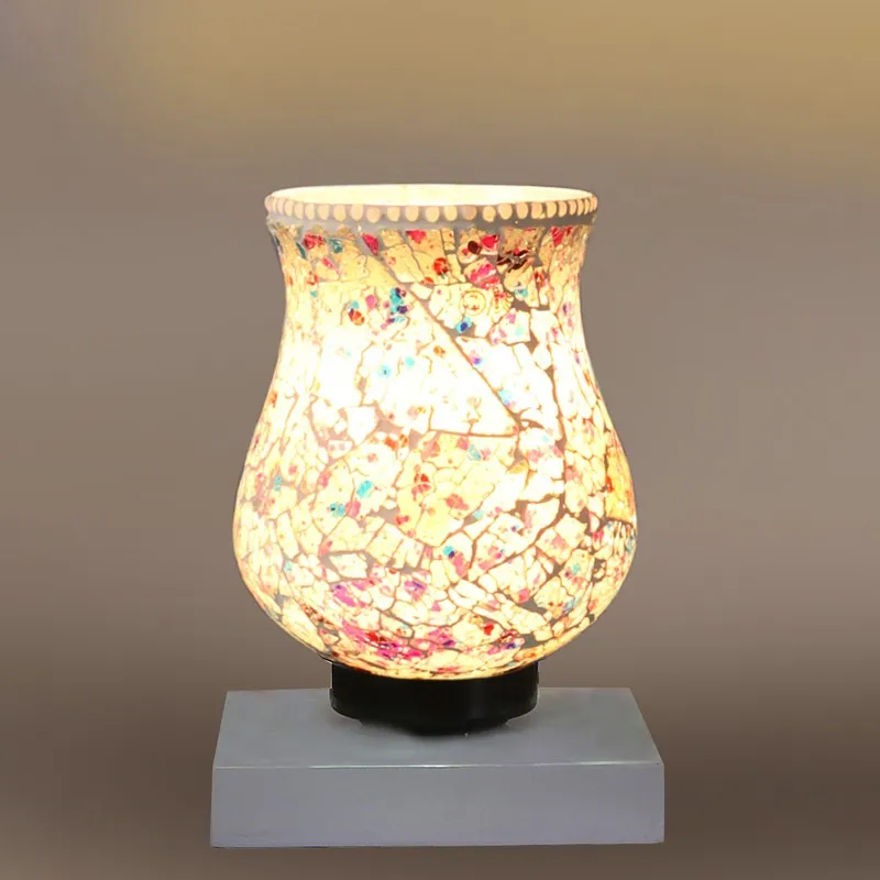 Glowfire Mosaic Glass Table Lamp With Wooden Base - Multicolor media 7