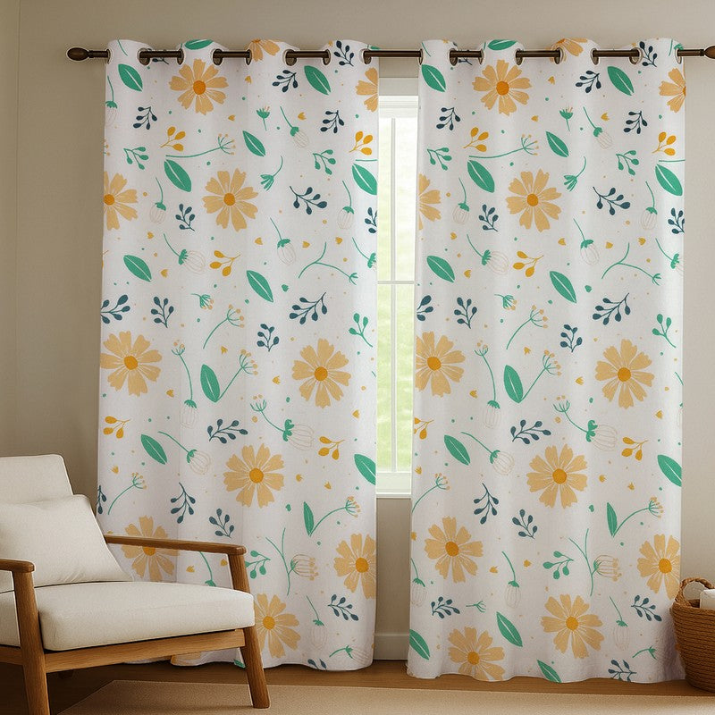BloomSpry Cotton Curatains - Set Of Two