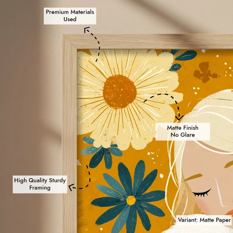 Petal Cuddle Canvas Wall Painting - Brown Frame media 7
