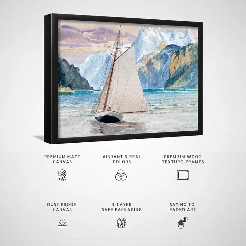 Sailboat Voyage Canvas Wall Painting - Black Frame media 6
