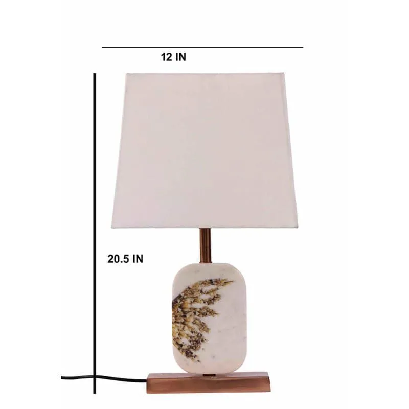 Winged Printed Marble & Copper Base Fabric Table Lamp - White media 4